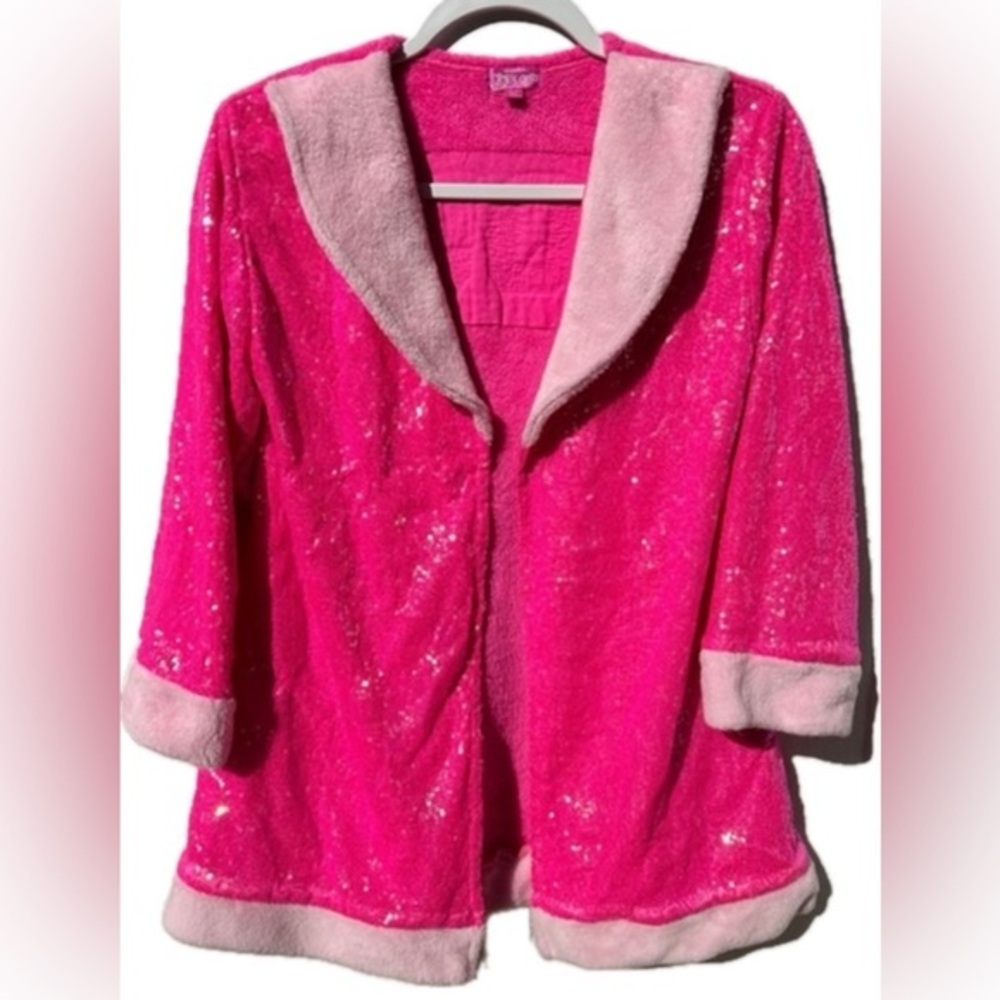 JoJo’s‎ Closet JoJo Siwa pink sequin jacket or robe  7/8 used condition no belt